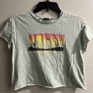 Art Class Girls Light Green Vintage Joshua Tree Cropped Tee Size Large 10/12